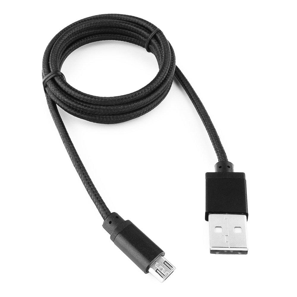 Cablexpert CC-mUSB2bk1m Кабель USB-MicroUSB, 1м, нейлон оплет, алюм разъемы, черный.