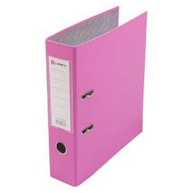 Папка-регистратор, А4, 80 мм, бумвинил/бумага, розовый.  LAMARK