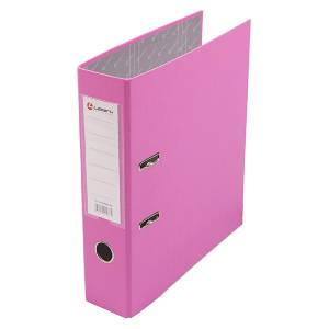 Папка-регистратор, А4, 80 мм, бумвинил/бумага, розовый. LAMARK - фото 1 - id-p87318397