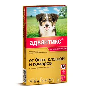 АДВАНТИКС для собак 10-25кг капли от блох, клещей и комаров 2,5мл