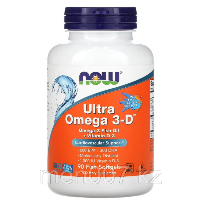 БАД Ультра Омега 3-Д, Ultra Omega 3-D, (90 капсул) Now Foods