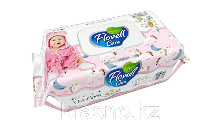 Салфетки влажные Flovell 100шт с крышкой Детские в ассортименте