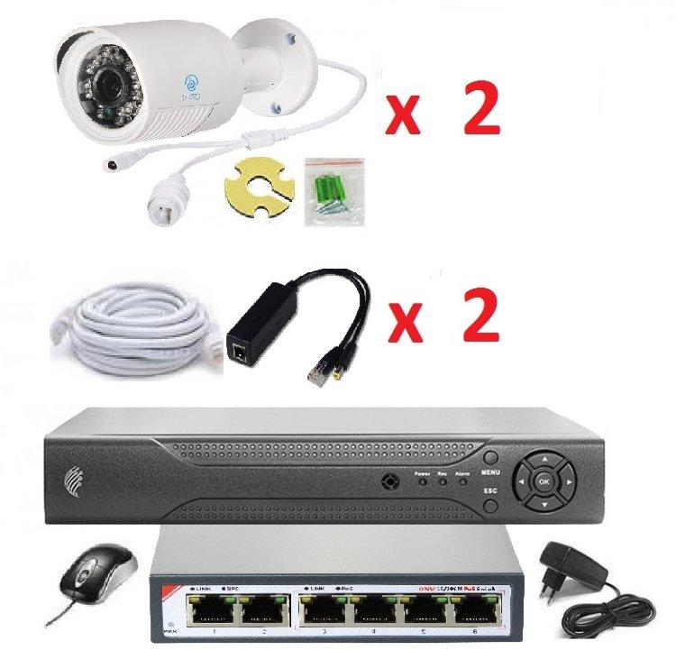Готовый комплект IP видеонаблюдения на 2 камеры (Камеры IP высокого разрешения 3.0MP) - фото 1 - id-p100637787