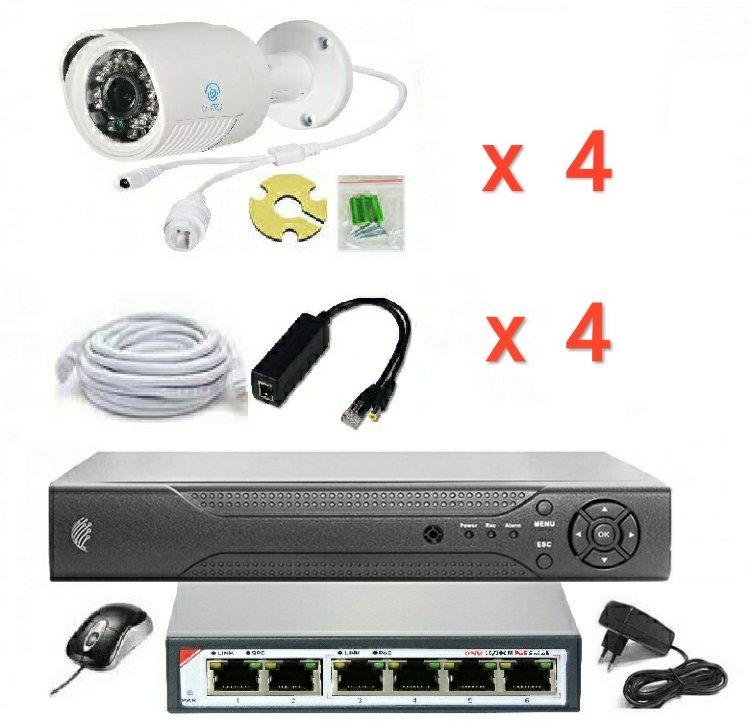 Готовый комплект IP видеонаблюдения на 4 камеры (Камеры IP высокого разрешения 3.0MP) - фото 1 - id-p100637789