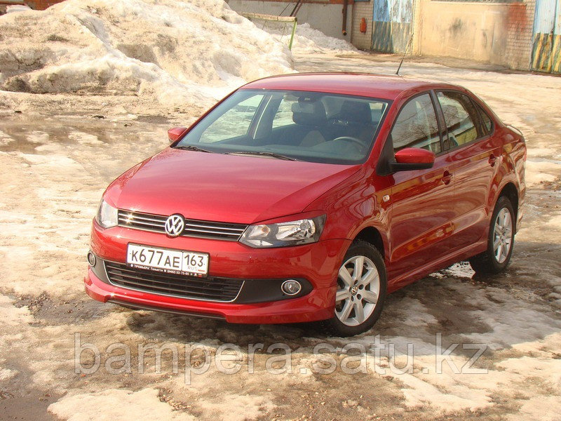 Накладка (юбка) на передний бампер "RedLine" для Volkswagen Polo Sedan 2010-2015 - фото 3 - id-p100641012