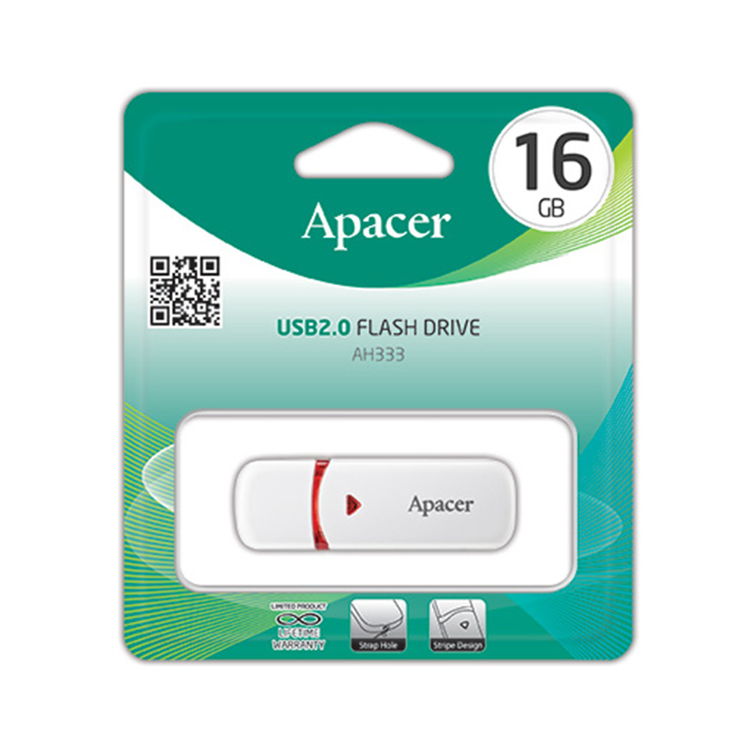 USB Флеш 16GB 2.0 Apacer AP16GAH333W-1 белый - фото 1 - id-p57366714