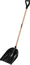 СИБИН ЛПД-460 лопата снеговая, пластиковая с алюминиевой планкой, деревянный черенок, V-ручка, 460 мм.