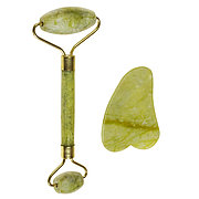 Массажный набор роллер и скребок Гуаша для лица