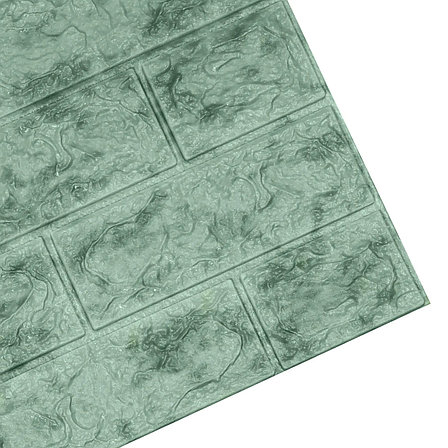 Самоклеющаяся 3D панель стеновая, серо-зеленая 10 шт., фото 2