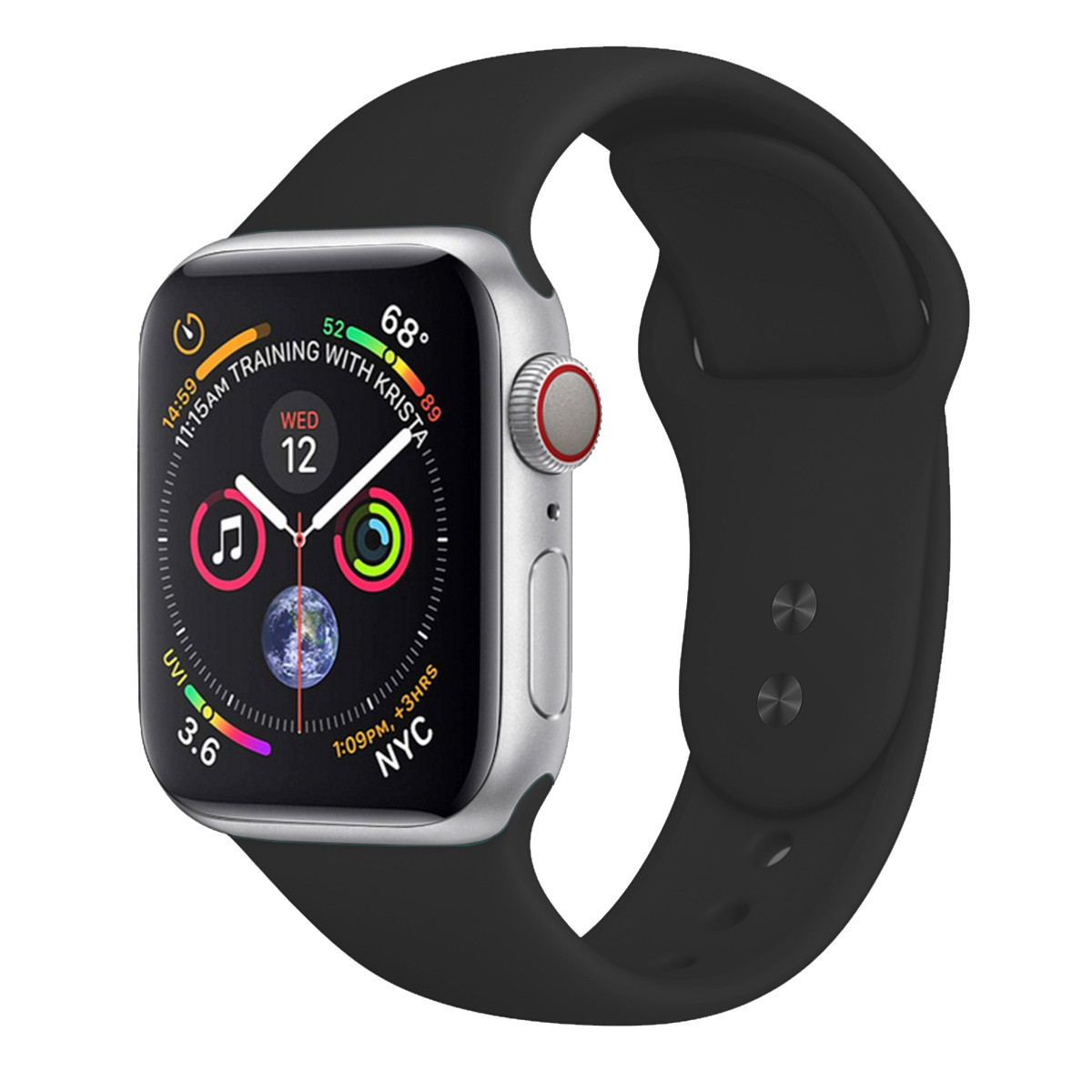 Ремешок For Apple Watch 42mm/44mm/45mm, Silicone, Black