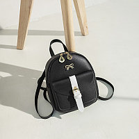 Модный дизайнерский Женский мини рюкзак Многофункциональный Маленький ранец double shoulder bag. Цвет Черный