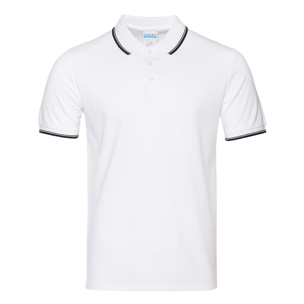 Рубашка поло мужская STAN с окантовкой хлопок/полиэстер 185, 04T, Белый (10) (44/XS)