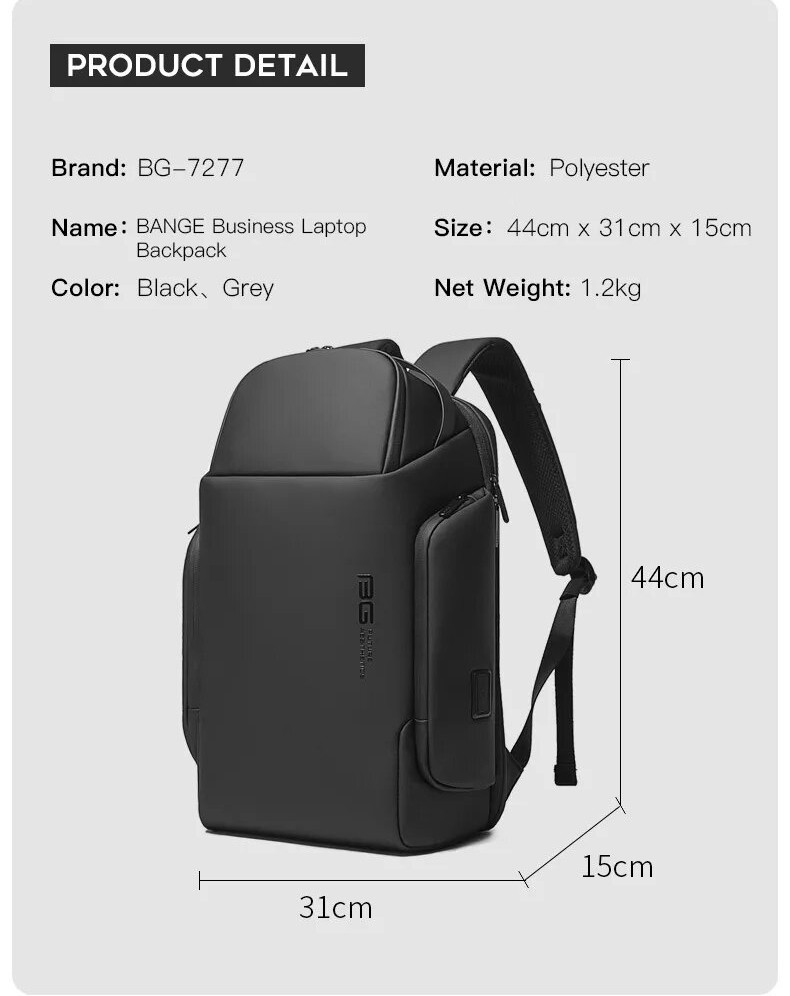 Рюкзак для ноутбука и бизнеса Xiaomi Bange BG-7277 (черный) - фото 5 - id-p100653241