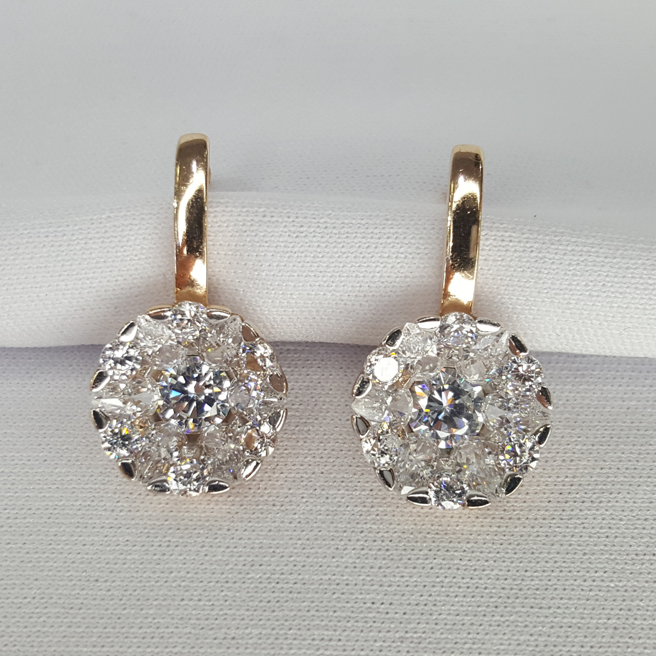 Серьги AQUAMARINE 48129А.6 серебро с позолотой
