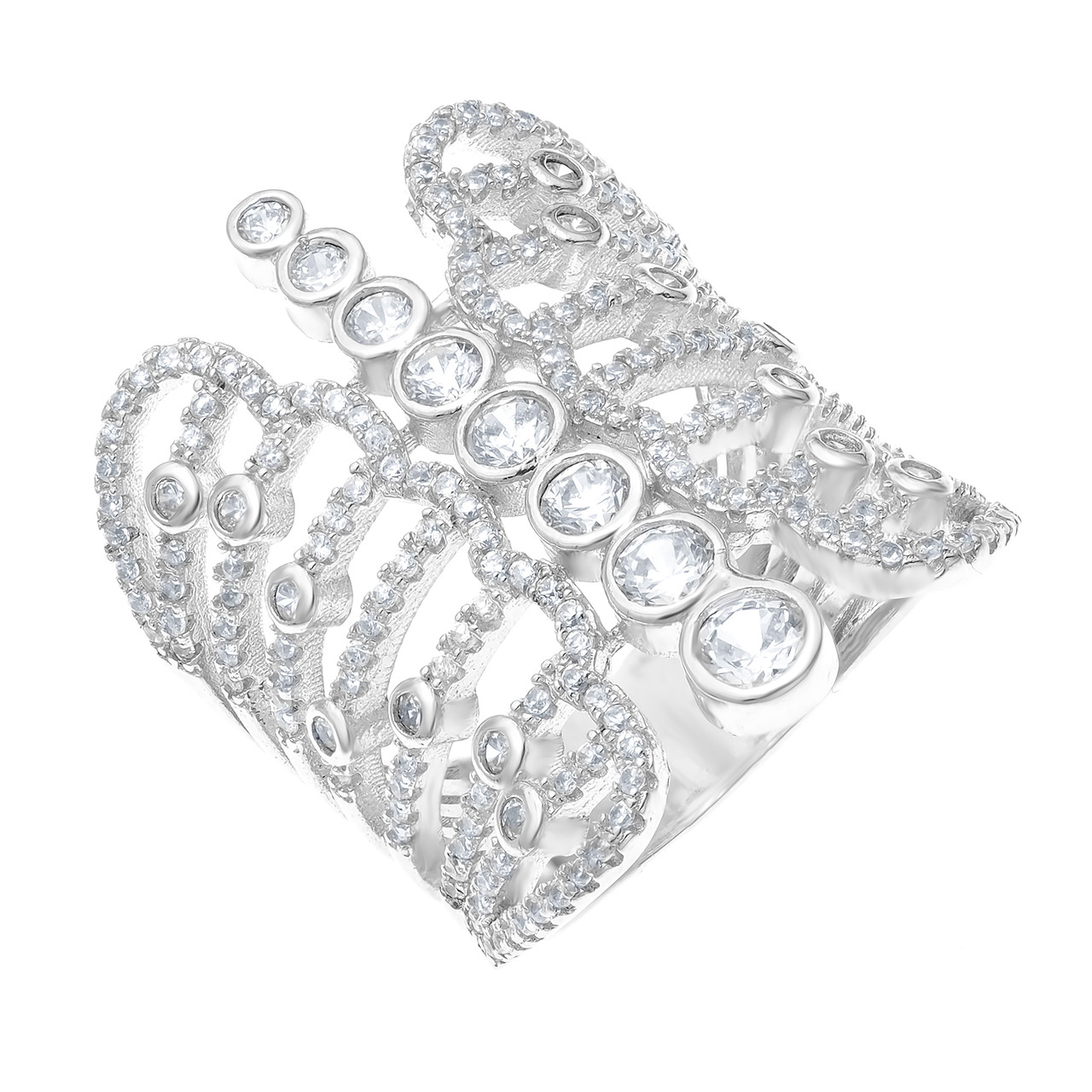 Серебряное кольцо с фианитом TEOSA MKRJ00041-R покрыто  родием