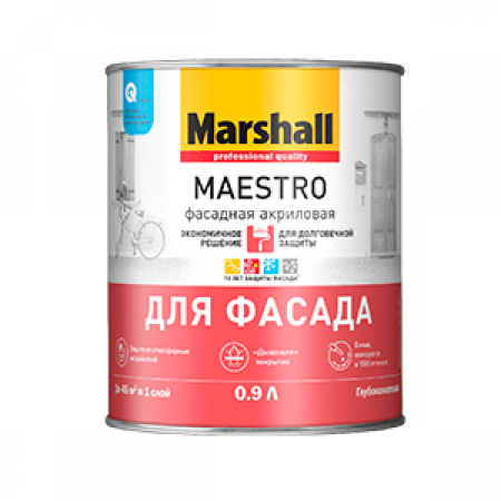 Краска Marshall MAESTRO / фасадная акриловая BC / 0,9л / COL - фото 1 - id-p100654087