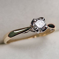 Золотое кольцо с бриллиантами 0.317Сt SI2/H, VG - Cut, фото 1
