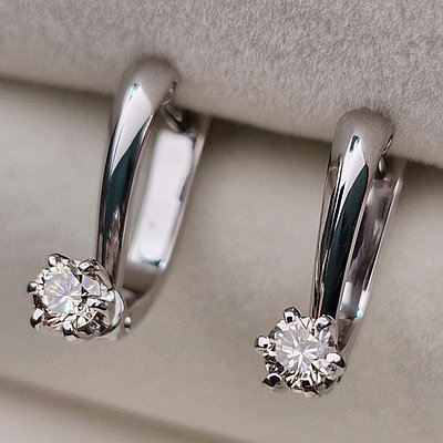 Золотые серьги с бриллиантами 0.37Ct VS2/L, VG-Cut