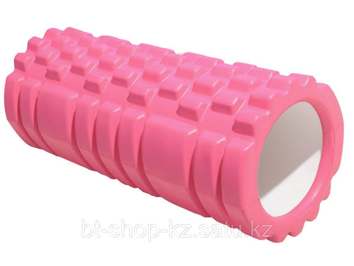 Массажный валик (ролик) для фитнеса и йоги 33 см (цвет розовый)