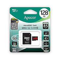 Карта памяти microSDXC 128GB, Apacer AP128GMCSX10U5-R ,MemoryCard Class 10, 85R/30W, + adapter SD