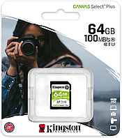 Карта памяти SD, Kingston Canvas Select Plus, 64GB, SDS2/64GB, UHS-I, R100, V10