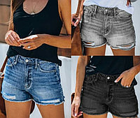 Шорты женские джинсовые. Размеры: S,M,L,XLXXL. Цвет: чёрный, синий