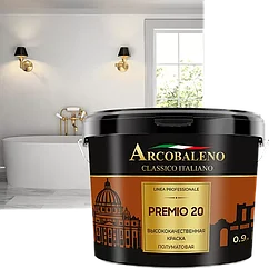 Радуга Аркобалено Premio 20, высококачественная краска полуматовая для влажных помещений (база А) 2,7 л