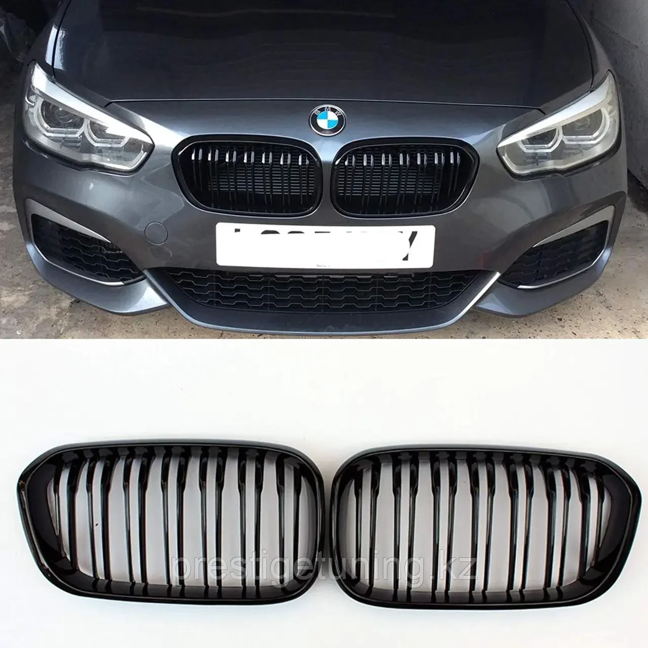 Решетка радиатора на BMW (F20/F21) 2015-17 ноздри в стиле M1 (Черный цвет), фото 1