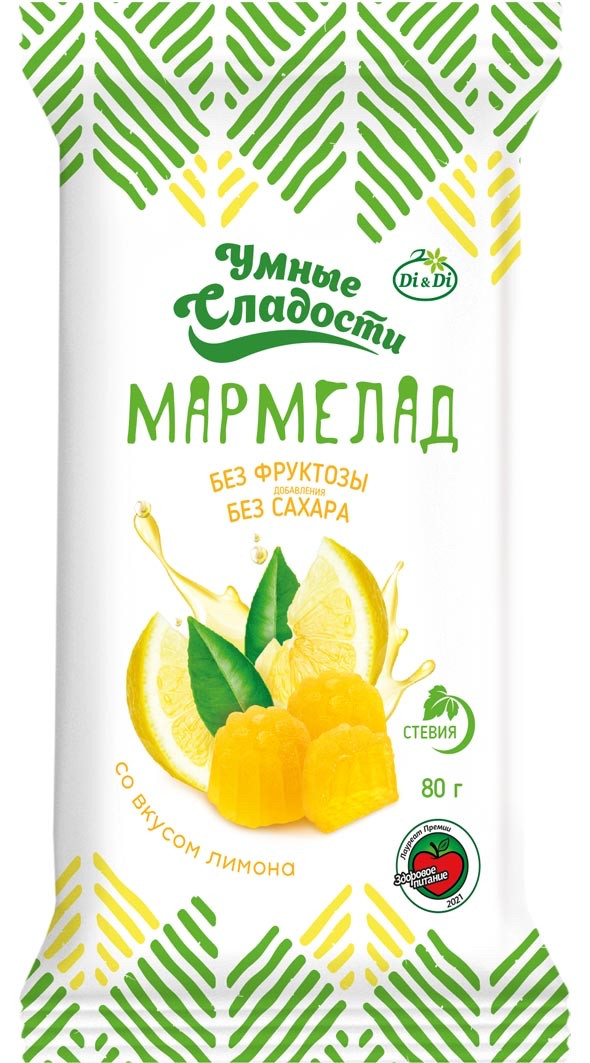 Мармелад «Умные сладости» желейно-формовой со стевией со вкусом лимона, 80г