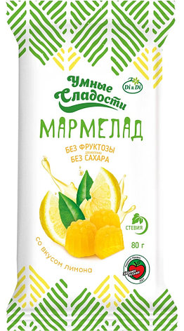 Мармелад «Умные сладости» желейно-формовой со стевией со вкусом лимона, 80г, фото 2
