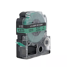 Картридж LC-4GBP для Epson LabelWorks LW-300, LW-400 (лента 12mm x 8m) черный на зеленом