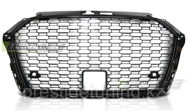 Решетка радиатора на Audi A3 (8V) 2016-20 стиль RS3 (Черный цвет) под радар - фото 1 - id-p100708620