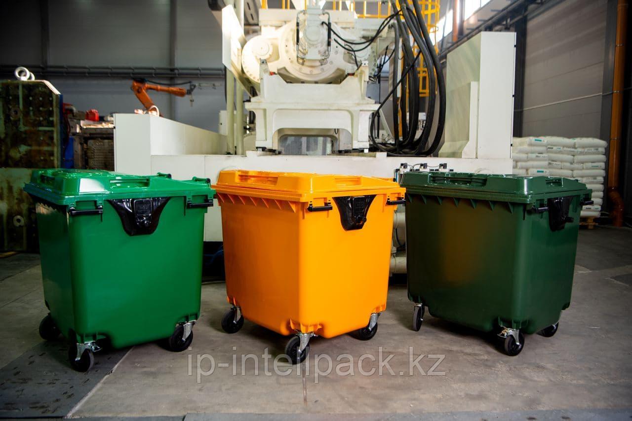 Контейнер для мусора 1100 л ТБО пластиковый, большой бак для мусора с ...