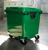 Евроконтейнер 1100 л пластиковый для мусора, зелёный