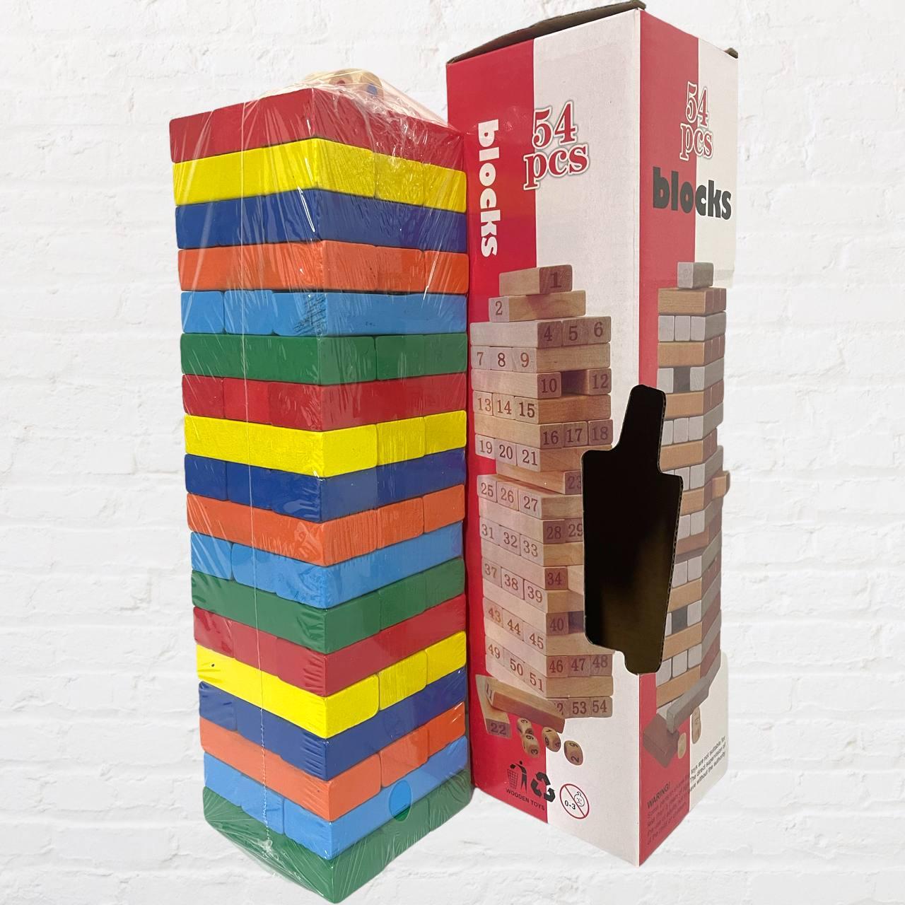 Дженга цветная настольная игра Blocks 54 детали 29*8см