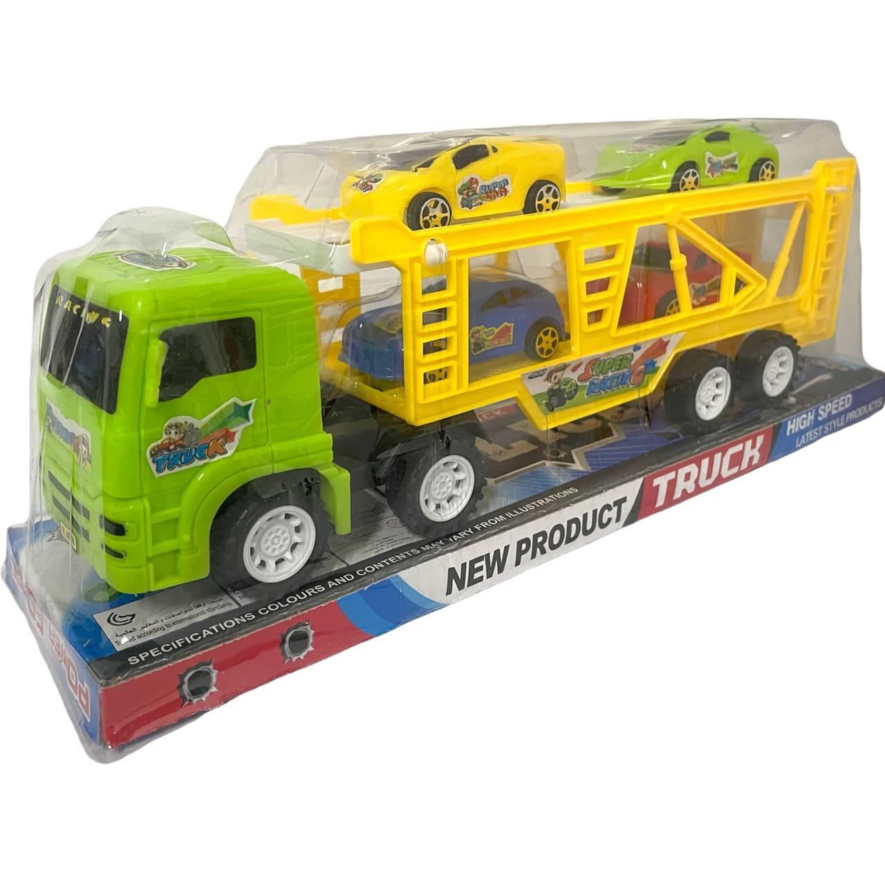 8828C Цветной трейлер Truck 4 машинке в колбе 30*11см