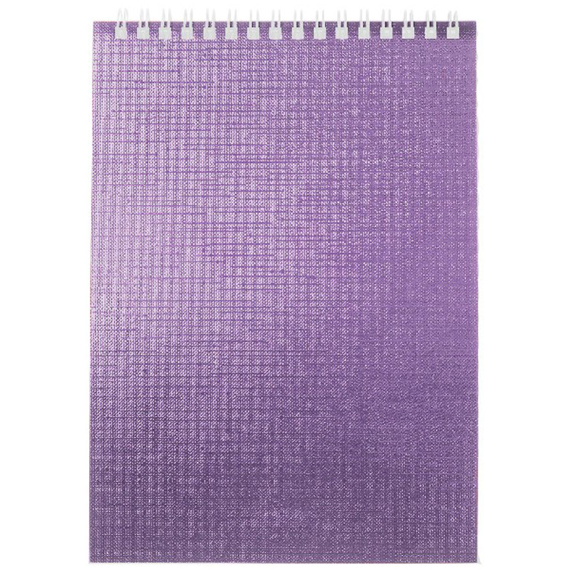 Блокнот А5 80л., на гребне Hatber "Metallic Фиолетовый", бумвинил