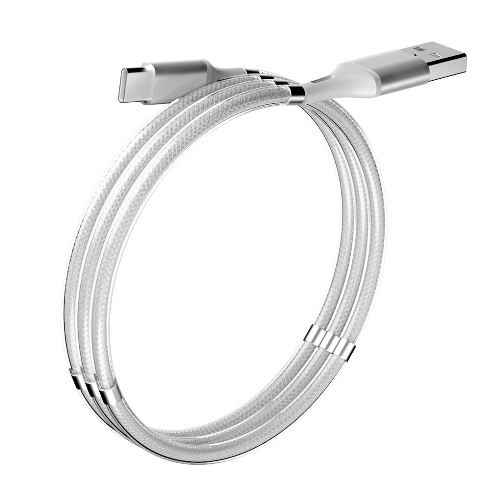 Olmio Magnet Кабель USB 2.0 - USB Type-C, 1,2 м, 2.1A, белый