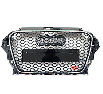 Решетка радиатора на Audi A3 (8V) 2012-16 стиль RS3 (Черный цвет + хром)