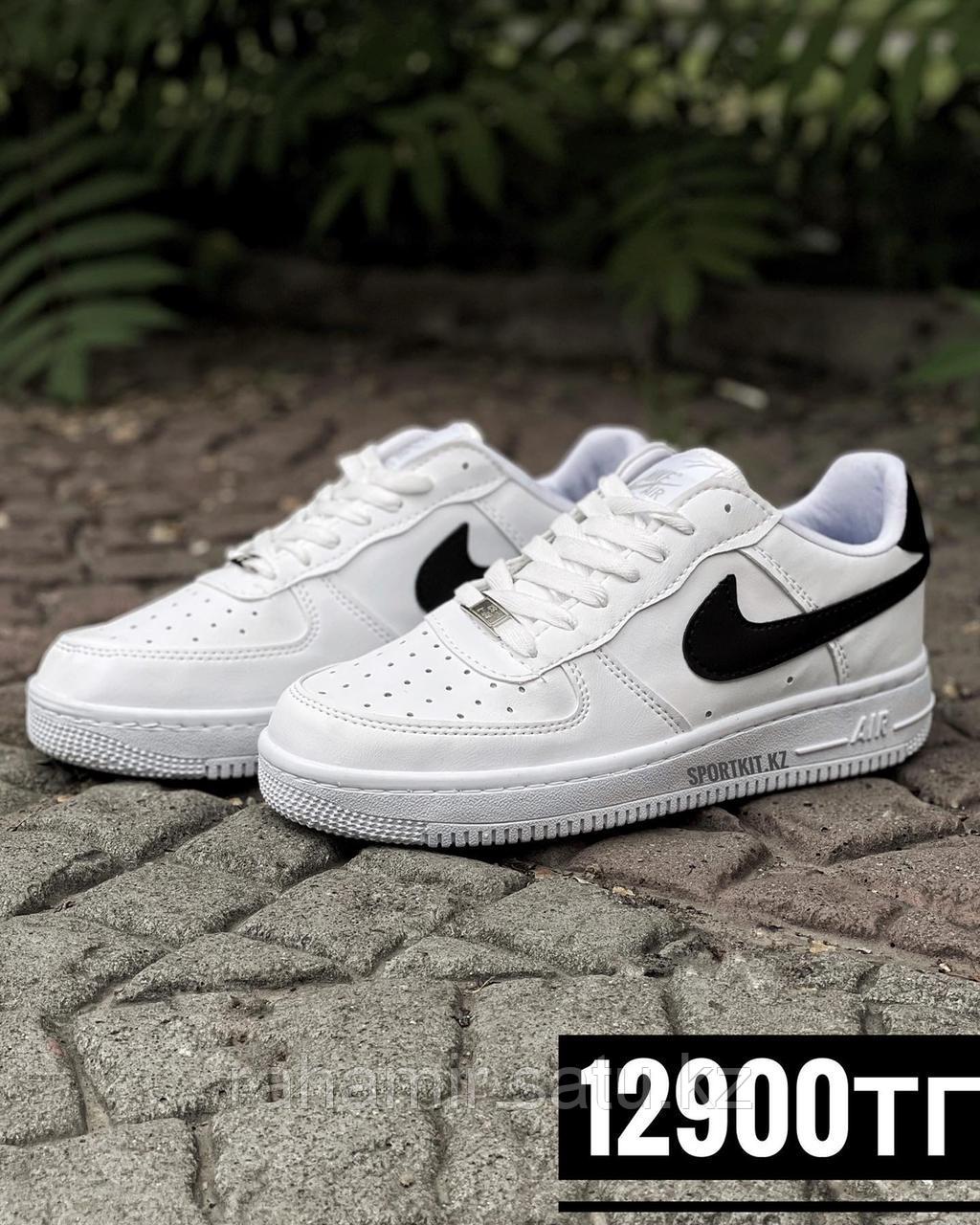 Кеды Nike AIR FORCE low белые чер лого 007-3