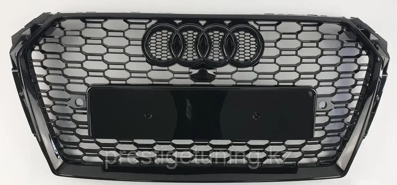 Решетка радиатора на Audi A4 V (B9) 2015-20 стиль RS4 (Черный цвет)