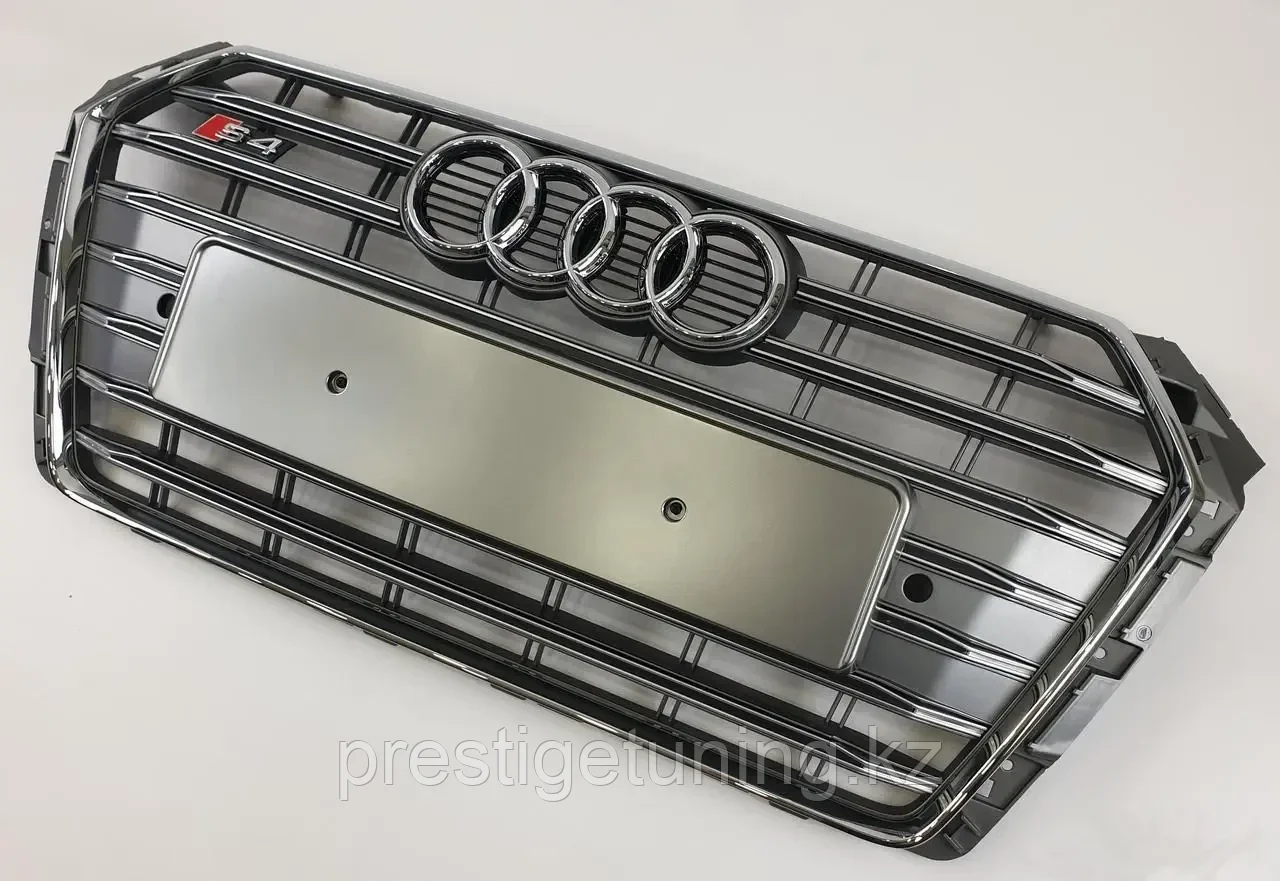 Решетка радиатора на Audi A4 V (B9) 2015-20 стиль S4 (Серебро) - фото 3 - id-p100726475