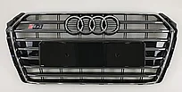Решетка радиатора на Audi A4 V (B9) 2015-20 стиль S4 (Черный)