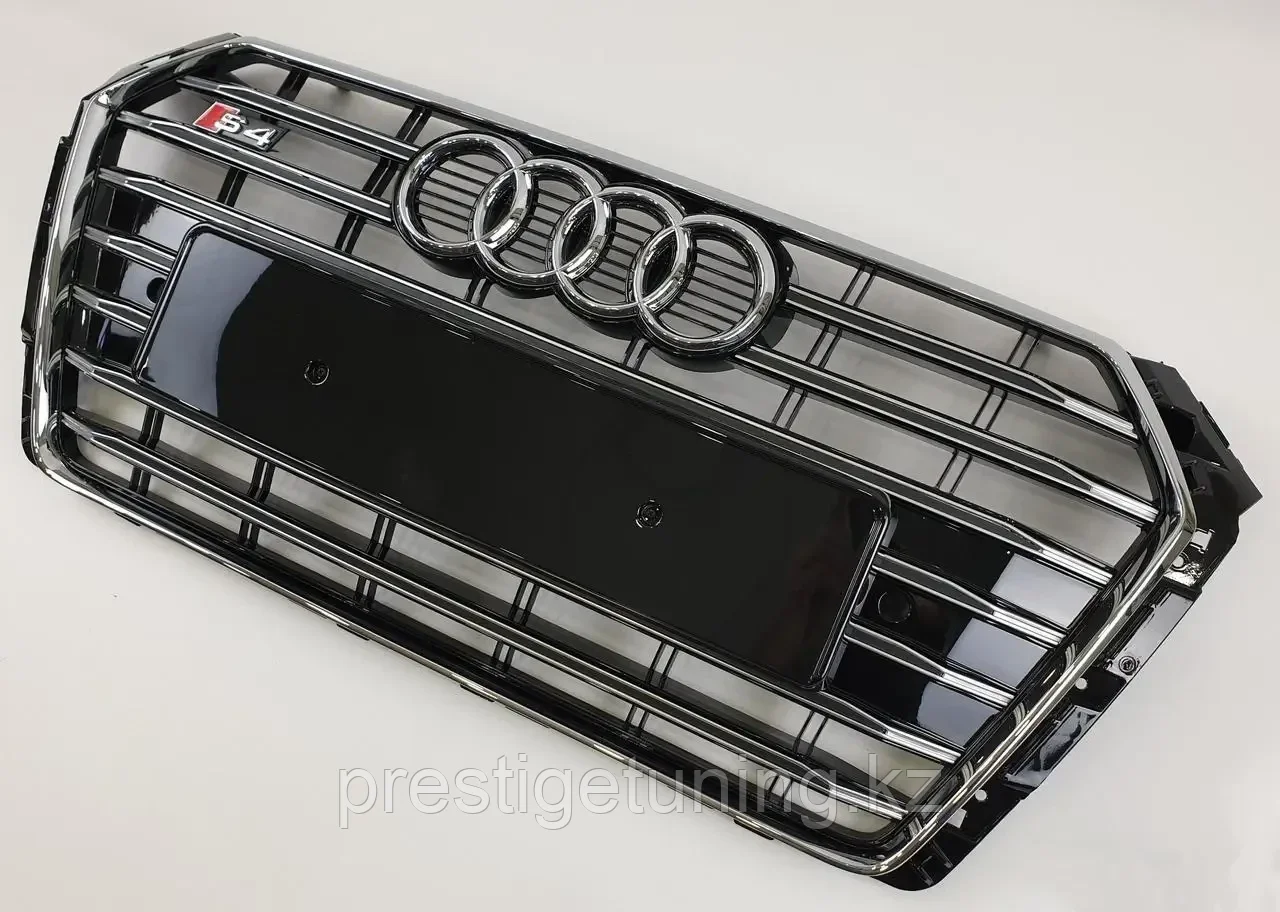 Решетка радиатора на Audi A4 V (B9) 2015-20 стиль S4 (Черный) - фото 4 - id-p100726490