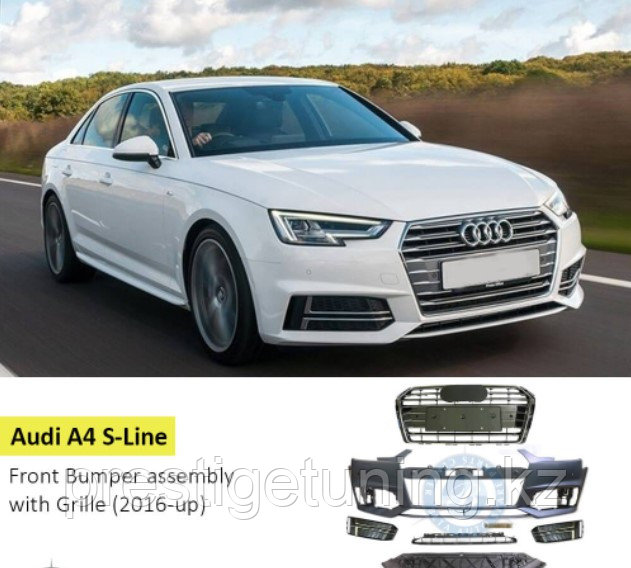 Передний бампер в сборе на Audi A4 V (B9) 2015-20 стиль S-LINE (Седан)