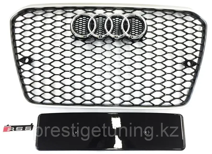 Решетка радиатора на Audi A5 I (8T) 2011-16 стиль RS5 (Черный с хромом) - фото 2 - id-p100750978