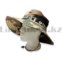 Шляпа для рыбалки охоты и походов трансформирующаяся с ветрозащитной веревкой Tornado F14 камуфляж в клетку