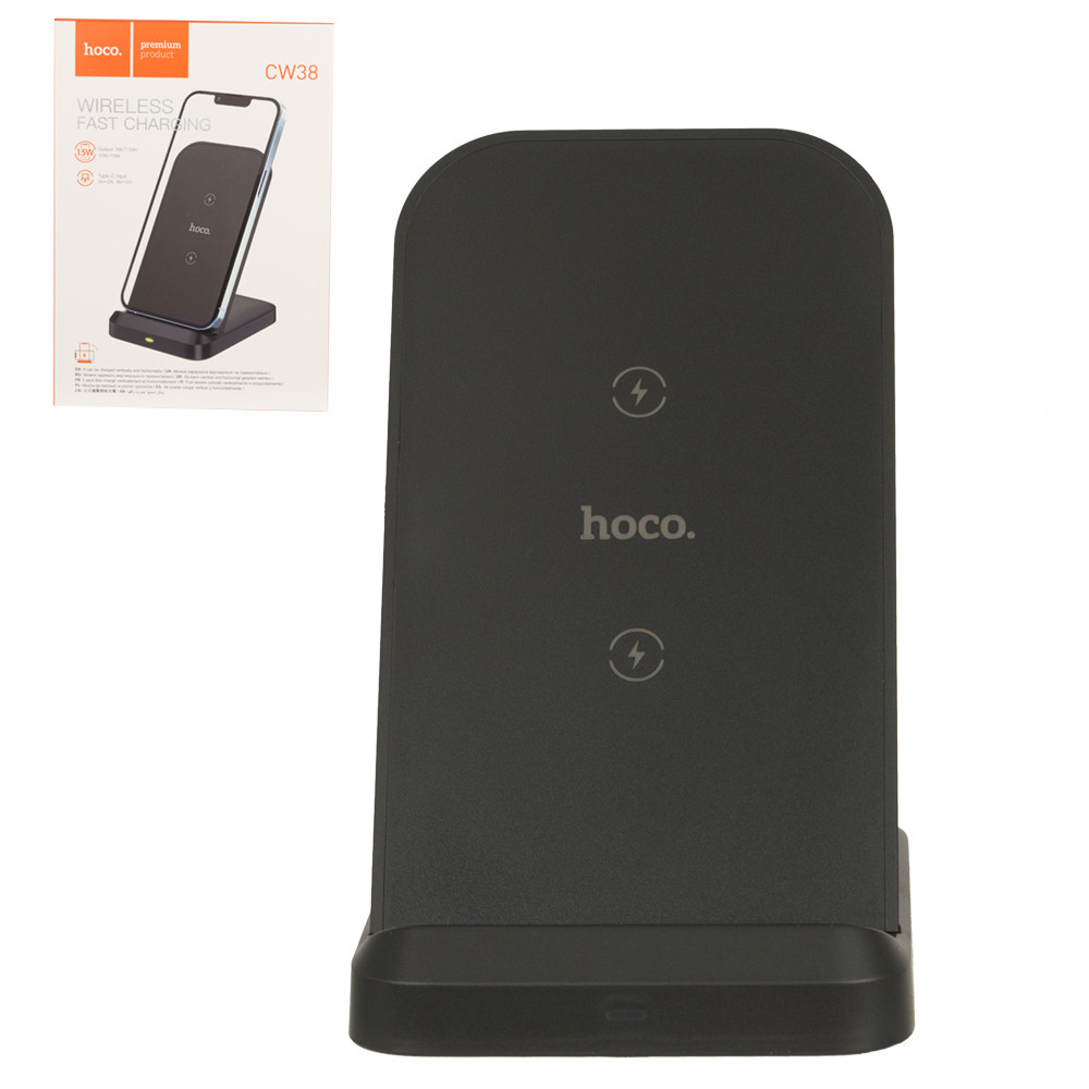 Беспроводное зарядное устройство Hoco CW38, Wireless Fast Charging, 15W, Black