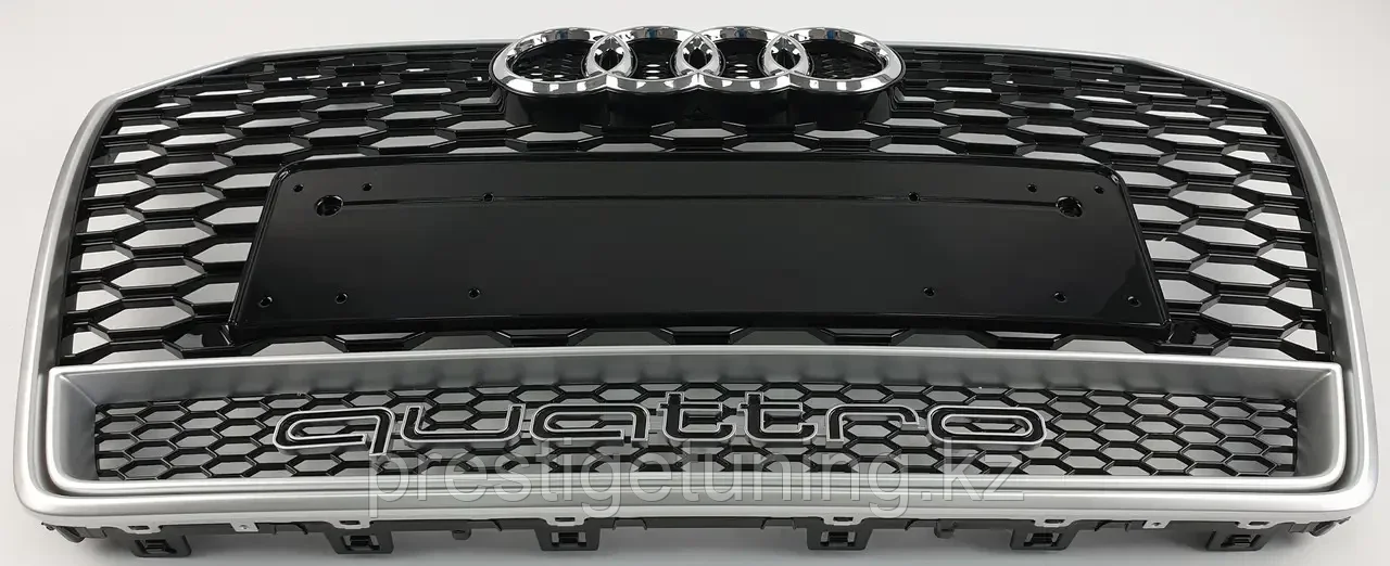 Решетка радиатора на Audi A6 IV (C7) 2014-18 в стиле RS6 (Серебро+Quattro) - фото 2 - id-p100760943