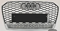 Решетка радиатора на Audi A6 IV (C7) 2014-18 в стиле RS6 (Серебро+Quattro)
